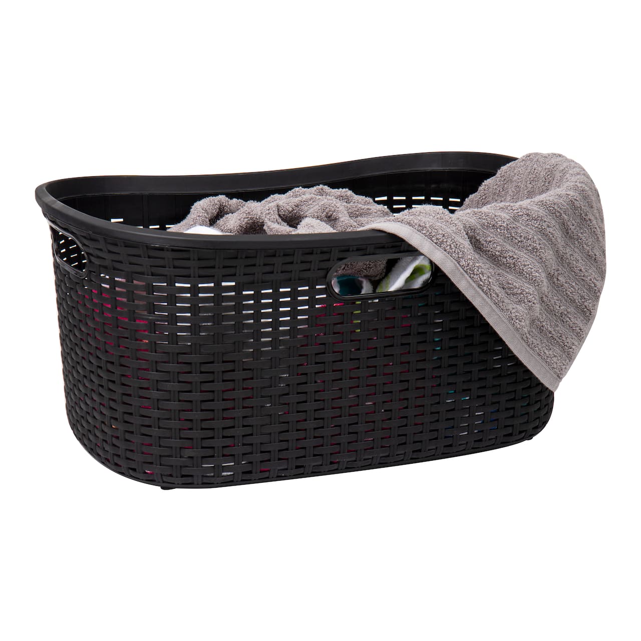 Mind Reader 23" Plastic Wicker Design Laundry Basket